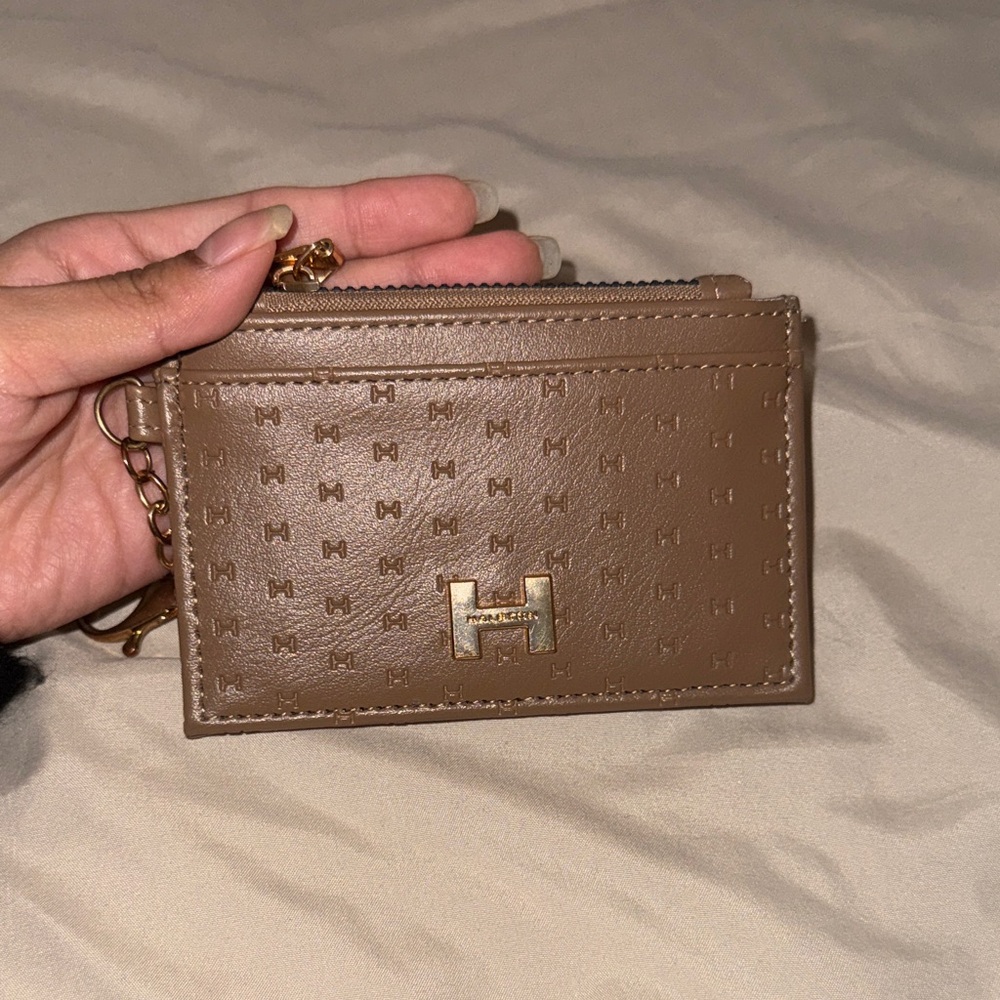 Brown Card Holder with Gold Accents